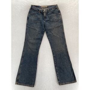 EXPRESS Jeans Women's 5/6 Precision Fit Flared Leg Dark‎ Blue Denim Hipster Y2K
